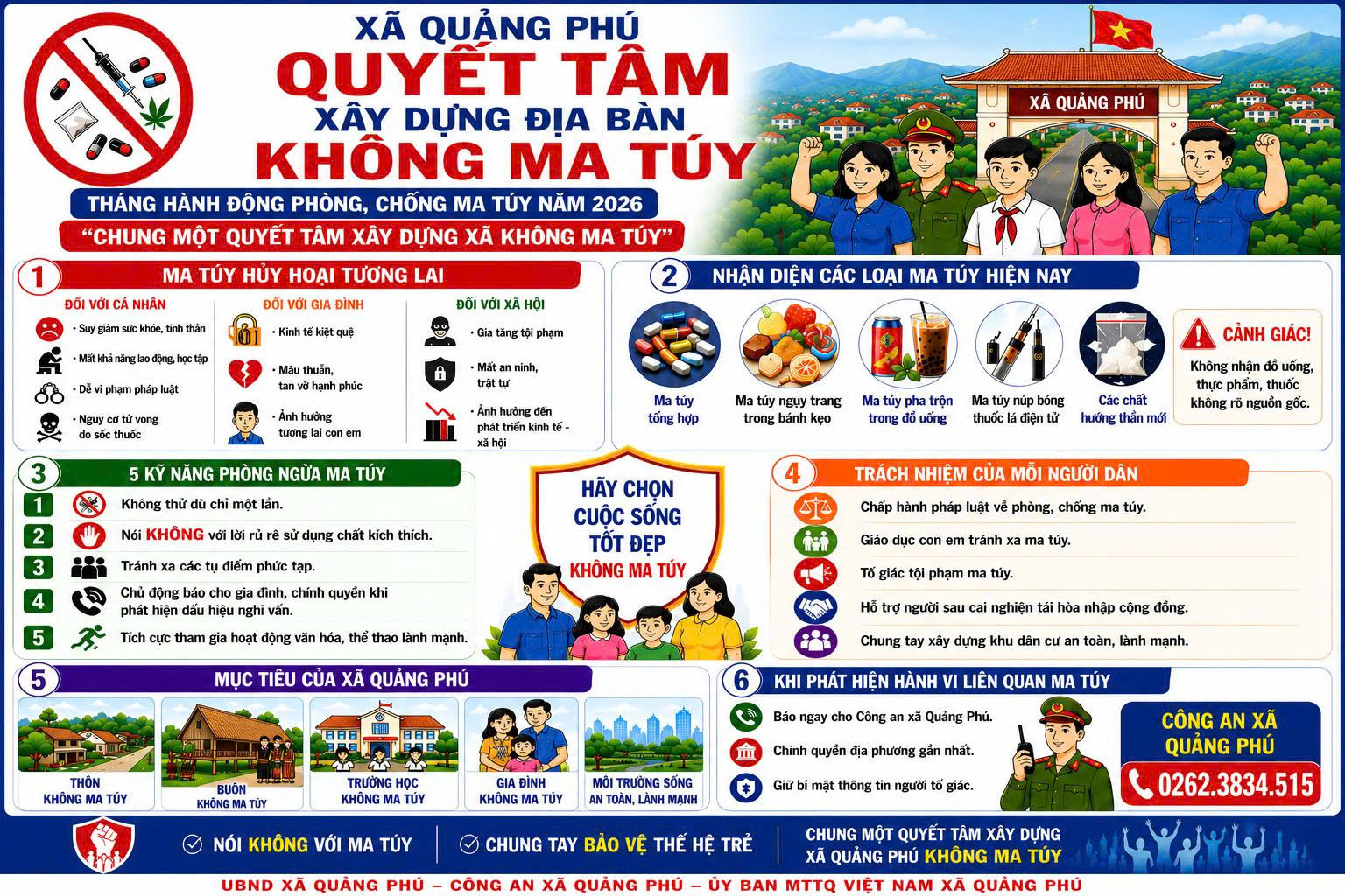 Đảng ủy xã Quảng Phú ban hành Hướng dẫn tăng cường công tác tuyên truyền phòng, chống ma túy năm 2026